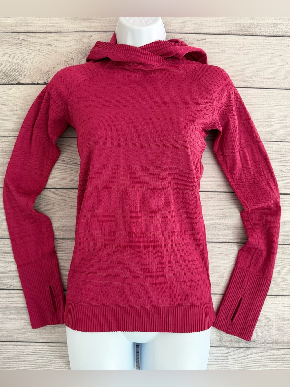 lululemon athletica Fuchsia Hooded Knit Sweater